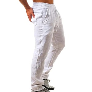 Pantalons de plage d'été pour hommes, pantalons de jogging, vêtements de rue, pantalons de sport en coton et en lin, pantalons décontractés, pantalons respirants à jambe droite - Product Image 5