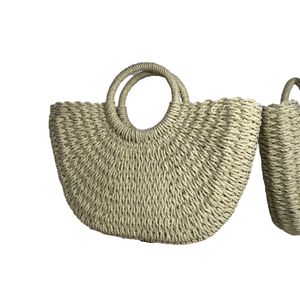 Bolsos tejidos ecológicos con cierre abierto, jacinto de agua hecho a mano vietnamita, Bolsos De Mujer para uso diario - Product Image 1