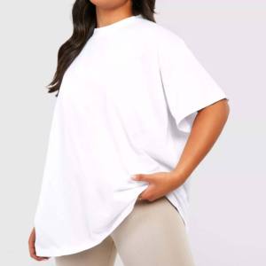 Personalizado rosa de gran tamaño gota hombro camiseta 100% algodón en blanco mujeres camisetas - Product Image 1