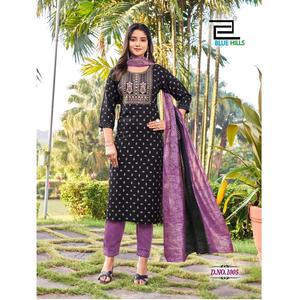 Conjunto de Kurta de Rayón para Mujer de Alta Demanda con Dupatta, Ideal para Fiestas/Bodas, Estilo Maruti Versátil, Diseño de Base Personalizable - Product Image 1