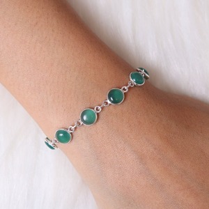 925 Sterling Silver Handmade <b>Gemstone</b> Green Onyx Spinner <b>Bracelet</b> Jewelry 925 Solid Stone Best Quality Wedding Gift <b>Bracelet</b> - Product Image 2