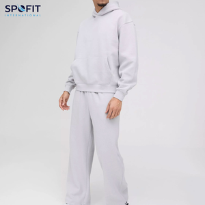 2025 survêtement d'hiver personnalisé hommes 450 GSM 100% coton polaire lourd survêtement à capuche et pantalon de survêtement Baggy survêtement ensemble - Product Image 4