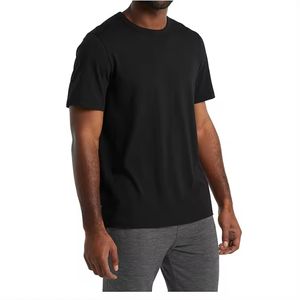 T-shirt en coton biologique 100% pour hommes Streetwear noir uni T-shirt pour hommes décontracté en tricot Type de lettre vente en gros - Product Image 1