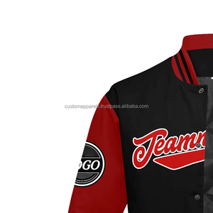 Blouson universitaire personnalisé à col montant, manches et corps en laine, broderie du logo – Coupe-vent, respirant, promotionnel pour homme, été - Product Image 5