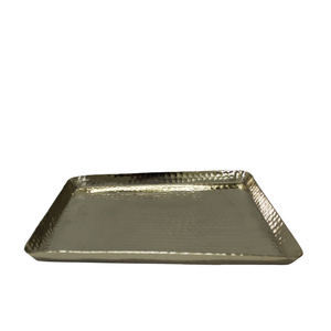 Lot de 2 plateaux de service en aluminium de taille moyenne avec plateau de service de couleur argent nickel martelé pour la vaisselle de maison et de restaurant - Product Image 5