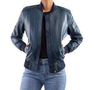 Blousons en cuir personnalisés tendance pour femmes, automne-hiver, col rabattu uni, respirants, manches longues, doublure satinée sur le devant - Product Image 1