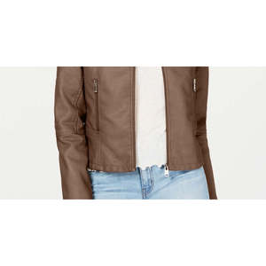 For Peanuts Beige Small Size Faux <b>Fur</b>-Collar Moto <b>Jacket</b> Coffee Shop Juniors Corduroy Bomber Style Sheep Skin Autumn Solid - Product Image 3