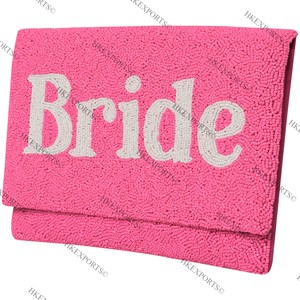 Bolso de mano elegante para mujer, con cuentas, a rayas, rosa, para boda, fiesta, noche. - Product Image 3