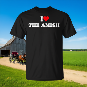 T-shirt con grafica retrò I Love The Amish, nera, per adulti, unisex - Product Image 3