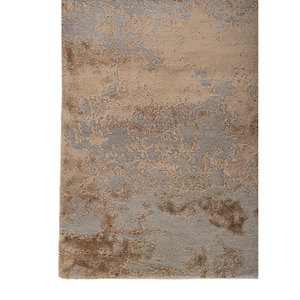 Tapis Kavi gris et noir noué à la main en laine et soie de bambou, motif abstrait, technique de velours coupé, doux pour la maison et le bureau - Esk-431(Fr) - Product Image 4