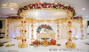 Mandap en bois de style gujarati pour mariage, mandap moderne pour mariage asiatique, mandap élégant pour mariage indien, décoration d'événement aux États-Unis - Product Image 6