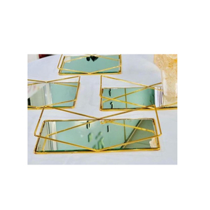 Plateaux de décoration de table pour la maison Base de miroir à cadre métallique Plateau en métal de haute qualité pour les fournisseurs en gros au meilleur prix - Product Image 1