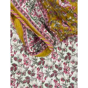 Colcha Doble de Algodón Estampada a Mano, Colcha Tradicional Kantha con Diseño Floral de Patchwork, Hecha a Mano para Verano e Invierno, para el Hogar - Product Image 1