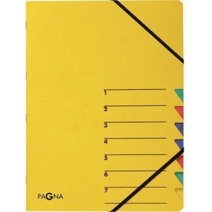 PAGNA Easy DIN <b>A4</b> 225g/m Yellow Pressed Chipboard File <b>Folder</b> with Multicolored 7 Compartments - Product Image 1