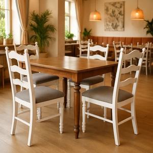 Ensemble de salle à manger de Style européen et américain, Table à manger peinte en blanc, meubles de Style campagnard - Product Image 1