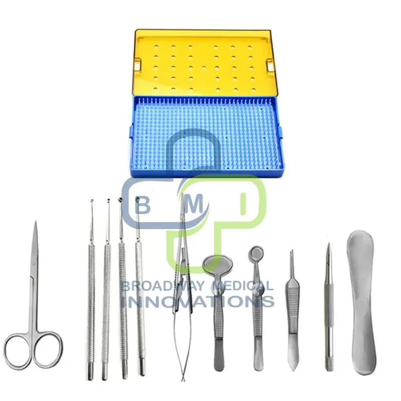 11 Pcs Chalazion Instrument Set for Ophthalmic Surgery with Sterilization Box Case by Broadway Medical Innovations