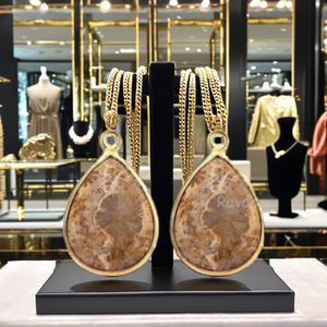 925แข็งชุบทอง18K ปะการัง agatized 12X16มม. จี้ลูกแพร์ห้อยกรอบการตั้งค่าจี้ดีเสน่ห์ - Product Image 6