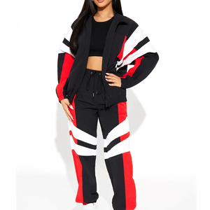 Offre Spéciale personnalisé nouveau de haute qualité femmes coupe-vent survêtement fermeture éclair moi rayé survêtement pantalon coupe-vent ensembles personnalisés - Product Image 1