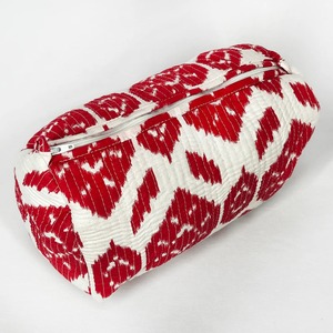 Juego de Bolsas de Algodón Acolchadas Vintage Hechas a Mano con Cierre de Cremallera, Estampado Ikat Rojo, Resistentes al Agua, Ecológicas, Duraderas, para Viaje y Maquillaje - Product Image 5