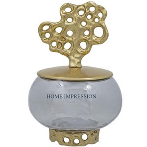 HOME IMPRESSION <b>Glass</b> Metal Kitchen Ware Canisters Set 3 Customized Shape Size Cover Eco-Friendly Food Storage 401-<b>500ml</b> - Product Image 2