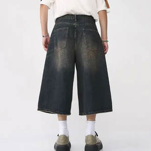 Summer Streetwear Straight Denim Shorts personnalisés en coton lavé foncé Vintage Fashion Jeans Shorts pour hommes - Product Image 5