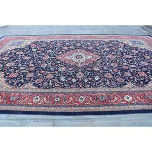 Alfombra vintage extragrande de 9.5x15.8 pies (291x481 cm), alfombra turca azul con lunares - Product Image 4