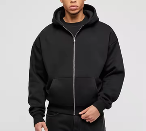 Sudadera con Cremallera 100% Algodón para Hombre, Bordado Sólido, Invierno, Casual, con Capucha, Impresión Digital, Logotipo Personalizado, Cuello con Capucha, Resistente al Viento - Product Image 3