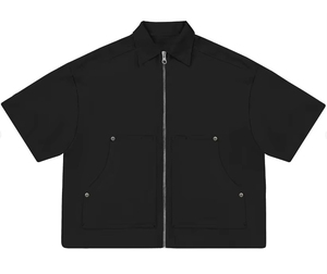 Ropa de gimnasio para hombre, camiseta transpirable con cremallera, manga corta, ajustada, ropa deportiva de verano, top de entrenamiento de moda deportiva informal - Product Image 3