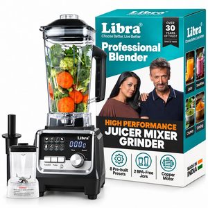 Licuadora Comercial de Alta Resistencia Libra de 2200W con Vasos de 2L y 600ML, Función de Trituración de Hielo, Calentamiento y Mezcla, Enchufe del Reino Unido - Product Image 1