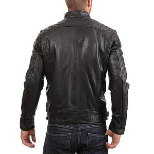 Veste en cuir rétro pour homme, veste de motard à col montant, manteau multi-poches coupe ajustée, vêtements d'extérieur pour l'automne et l'hiver - Product Image 3