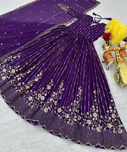 Les femmes traditionnelles lourdes portent le tissu de Georgette de faux de collection avec le travail de broderie de paillettes de 3MM - Product Image 6