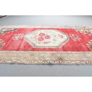 Alfombra Turca Vintage, Alfombra Grande de 4,8x9 pies, Alfombra con Rayas Rojas - Product Image 3