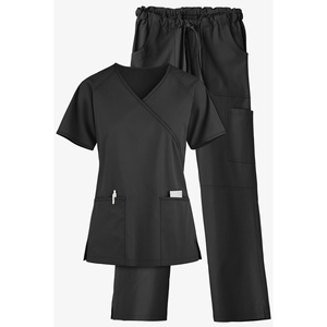 Best Selling Women <b>Scrub</b> <b>Set</b> Solid Color Stretch V-Neck Top Cargo Pant Medical Uniform Customizable OEM Wholesale Bulk <b>Scrub</b> <b>Set</b> - Product Image 1