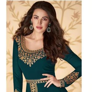 Sofisticado invierno Shalwar Kameez pesado Georgette cadena puntada bordado piedra trabajo Santoon Fondo Indio paquistaní ropa - Product Image 1