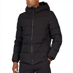 OEM Custom Logo <b>Warm</b> Simple Style Winter Quilted Down Coat Hooded Puffer <b>Jackets</b> Zip up Down <b>Jacket</b> for <b>Men</b> - Product Image 1