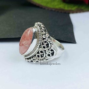 Bague Unisexe Classique en Argent Sterling 925 avec Pierre Précieuse Naturelle de Rhodochrosite Faite à la Main, Sertie en Lunette, Idéale pour Fiançailles, Fêtes et Mariages - Vente en Gros - Product Image 5