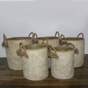 Portable Foldable Handwoven <b>Laundry</b> Straw Basket by Artex Dong Thap Factory <b>Hamper</b> for Clothes and Home Storage - Product Image 2