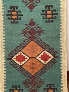 Handwoven Wool <b>Jute</b> Kilim Runner <b>Rug</b> Traditional Indian Geometric Pattern Customizable Color Washable Rustic Home Living Room - Product Image 3