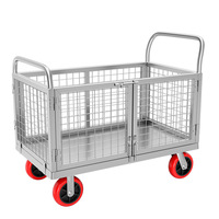 Chariot de transport industriel en métal pliable et détachable, à roulettes silencieuses, petit, capacité 150 kg, avec barrière de sécurité, pour le transport de marchandises et le marché