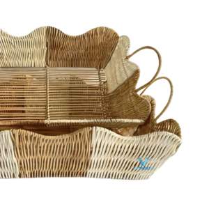 Fournisseur certifié Plateau de service en rotin et pétoncles pour la cuisine Plateau ondulé en osier bambou et rotin Décor pour le garde-manger de la cuisine - Product Image 3