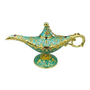 Lámpara Mágica de Aladino de Latón, Quemador de Incienso de Colores, Artesanía Metálica, Adorno para Decoración del Hogar, Hotel, Bodas, Lámpara de Aladino con Diseño de Kumquat - Product Image 1