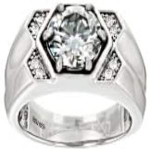 925 Sterling Silver <b>Moissanite</b> <b>Ring</b> for Men 2.86ctw Gray and Colorless Wedding Party Jewelry Band Gift for Husband - Product Image 1