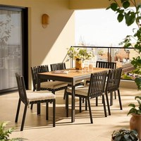 Ensemble de salle à manger d'extérieur populaire en aluminium à 4 places avec table et chaises pour jardin, mobilier métallique, table rectangulaire