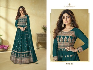 Robe longue brodée de style indien pour femmes, tenue de mariage et de fête - Product Image 3