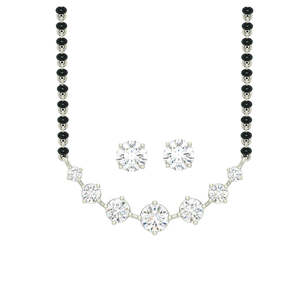 Compre un Conjunto de Mangalsutra de Plata Pura, Joyería Fina con Diamante de Corte Esmeralda Chapado en Oro, para Regalo de Boda o Fiesta para Esposa - Product Image 1