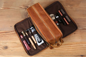 Bolsa de Viaje para Hombre, Organizador de Cuero Genuino Marrón Personalizado al por Mayor, Bolsa de Aseo con Cierre NWK INDUSTRY - Product Image 4