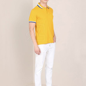 เสื้อโปโลแขนสั้นลำลองสำหรับผู้ชาย, ผ้าฝ้าย100% ดีไซน์ใหม่ผ้าถักลายพื้น - Product Image 5