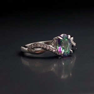 Bague Femme Topaze Mystique Naturelle Avec Argent Sterling 925 Fait à la Main Article Unique Cadeau Spécial Pour Occasion Et Festival À Venir. - Product Image 3