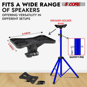 5 Core Speaker Stand <b>Tripod</b> Heavy Duty Adjustable 72" Universal Mount for PA DJ Studio w Bag - Product Image 3