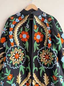 Nueva Chaqueta de Algodón de Lona Transpirable y Ecológica con Bordado a Mano Estilo Suzani, Última Moda en Ropa Boho Chic para Mujer, Proveedor - Product Image 4